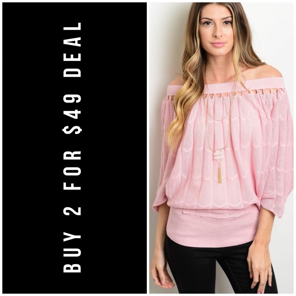 ❄️LAST3️⃣//PINK OFF SHOULDER LIGHT SWEATER